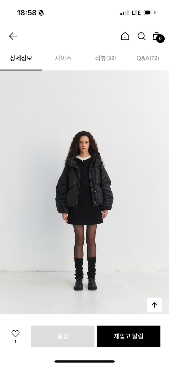 Mohan 하이넥 셔링 구스 다운 블랙 상품이미지6