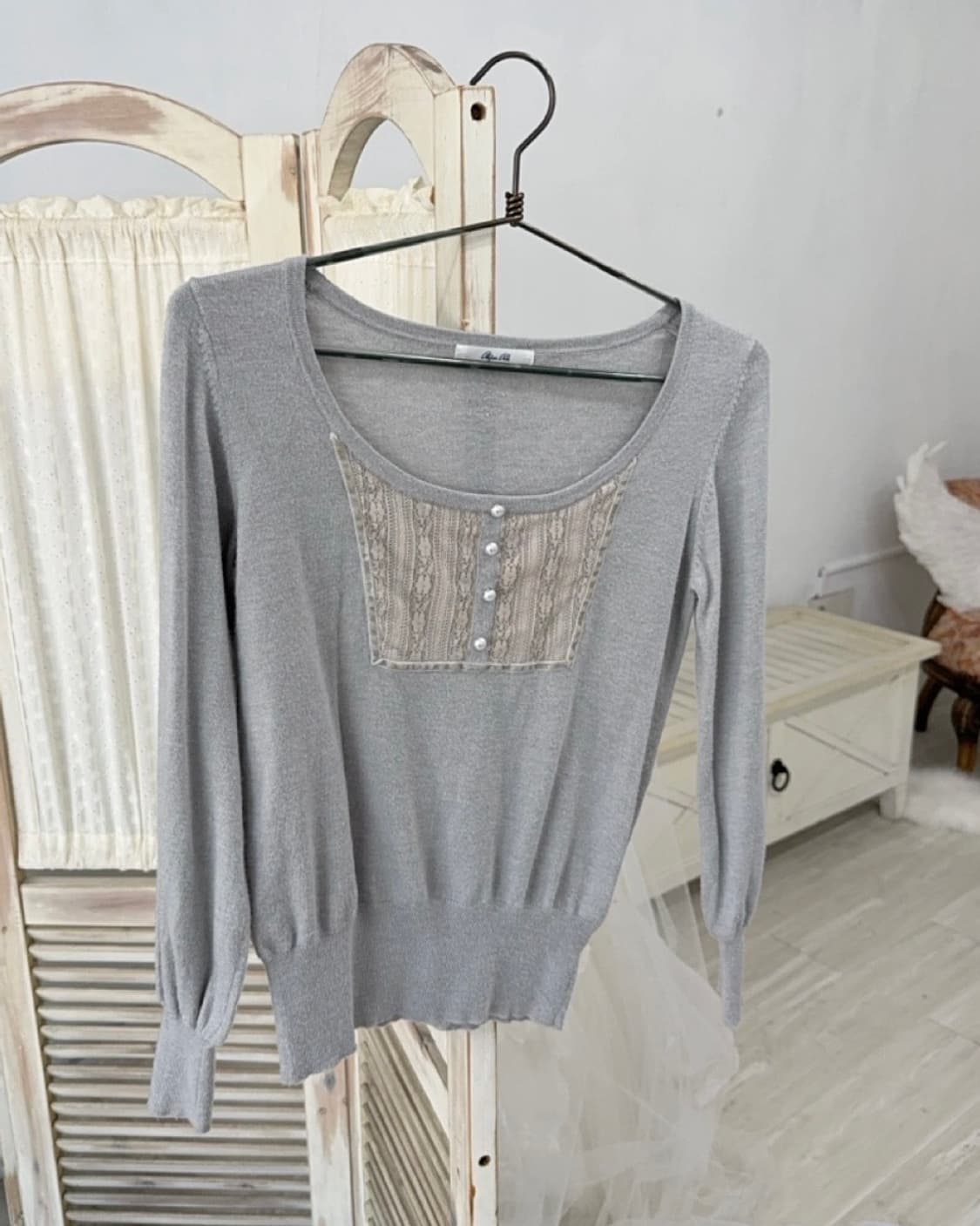 Light gray point knit top 상품이미지6