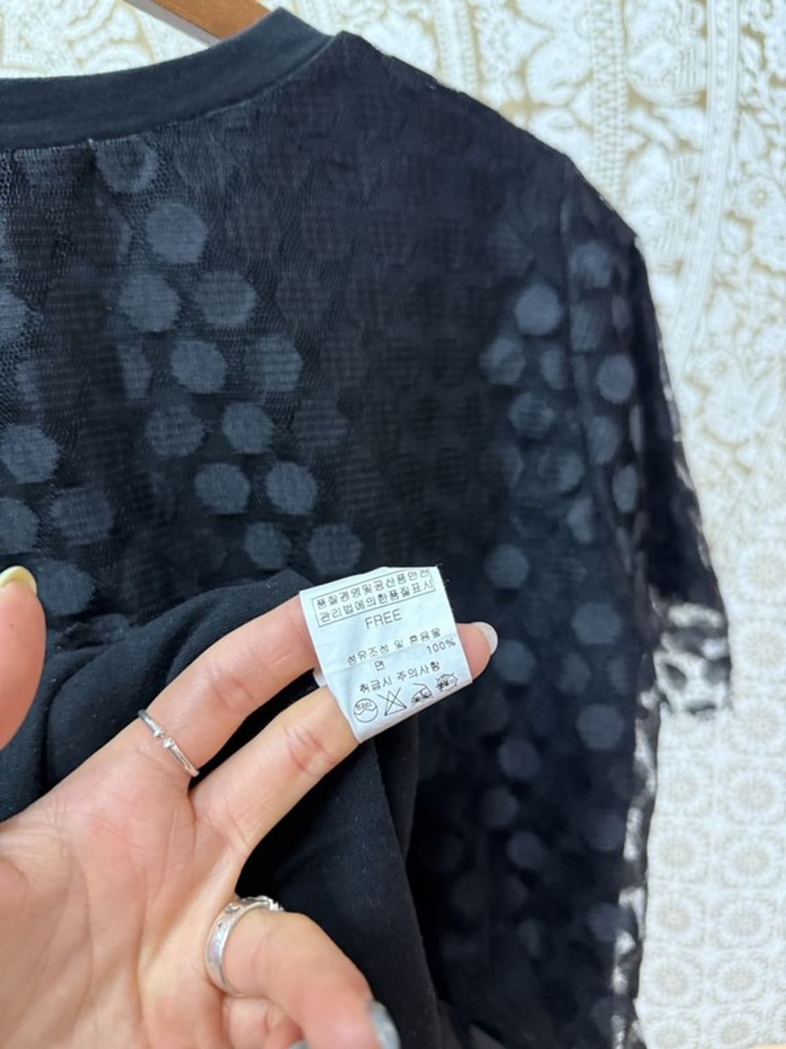 빈티지 여성 도트 시스루 반팔티 상품이미지5