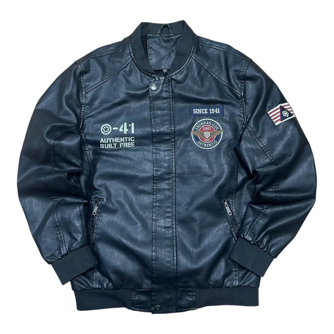 ✨ (바배) 빈티지 패치 레더 블루종 자켓  상품이미지1