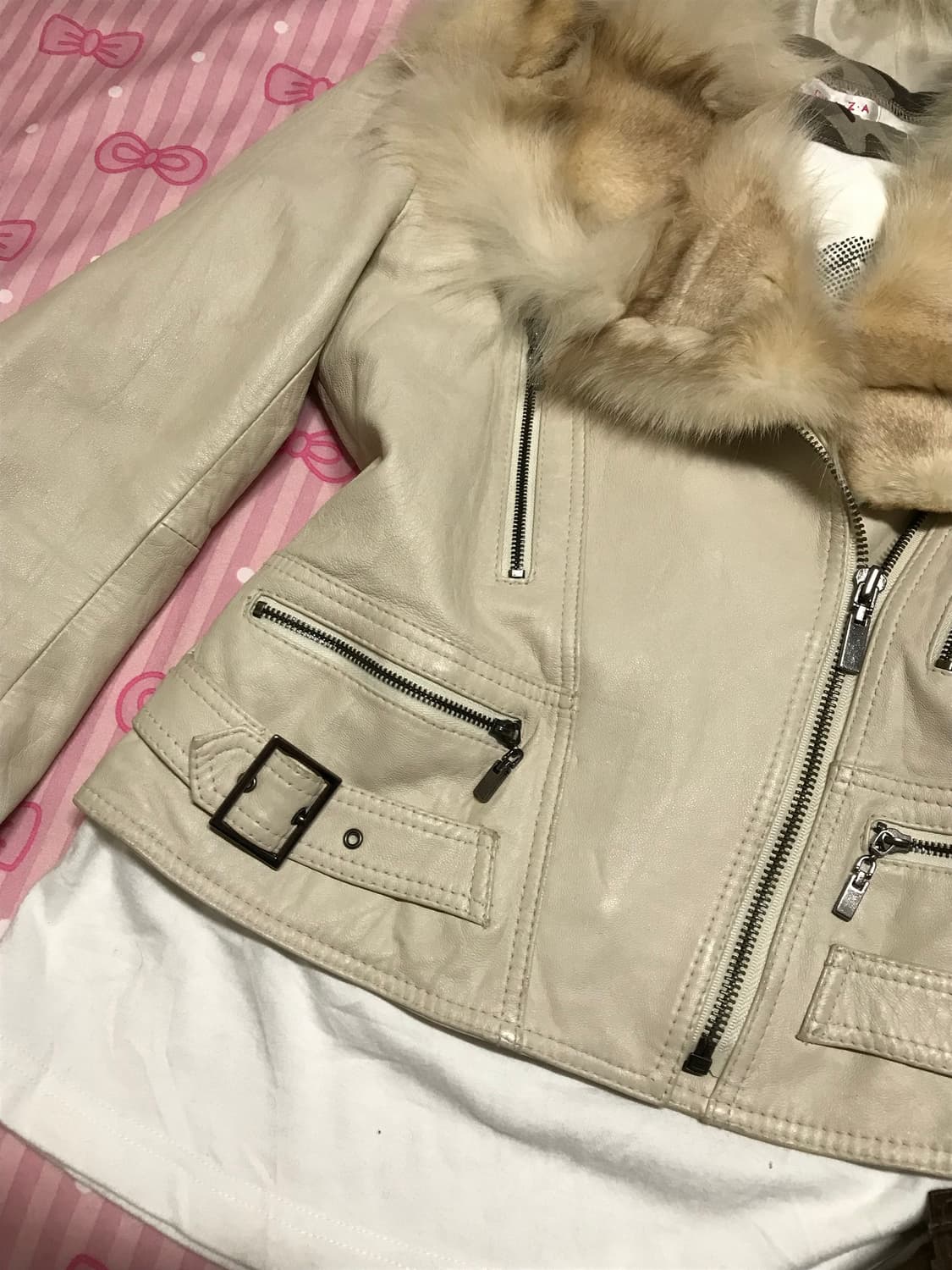 양가죽 아이보리 퍼 자켓  상품이미지5