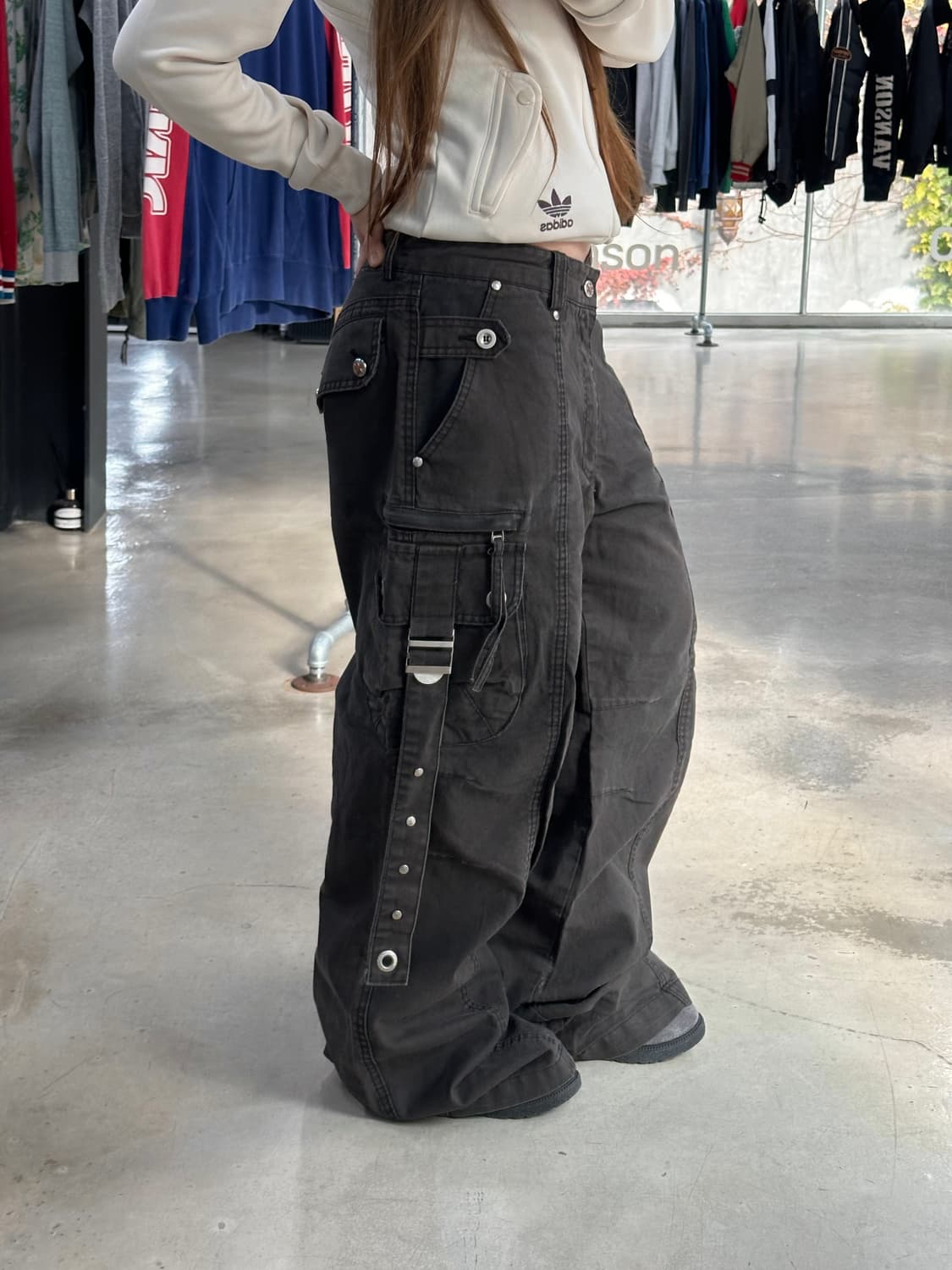 재팬빈티지 스타버튼 버클 부츠컷카고팬츠 코코아 상품이미지3