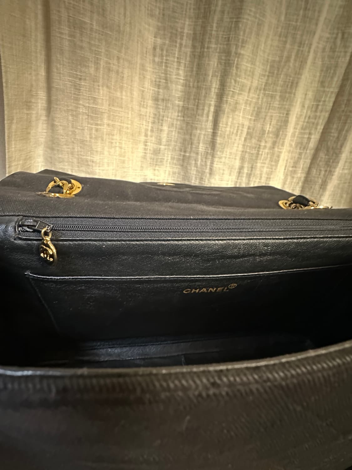 샤넬 클래식 빈티지 빅cc 패브릭체인플랩백 (금장)_샤넬 본사 수선완료 상품이미지7