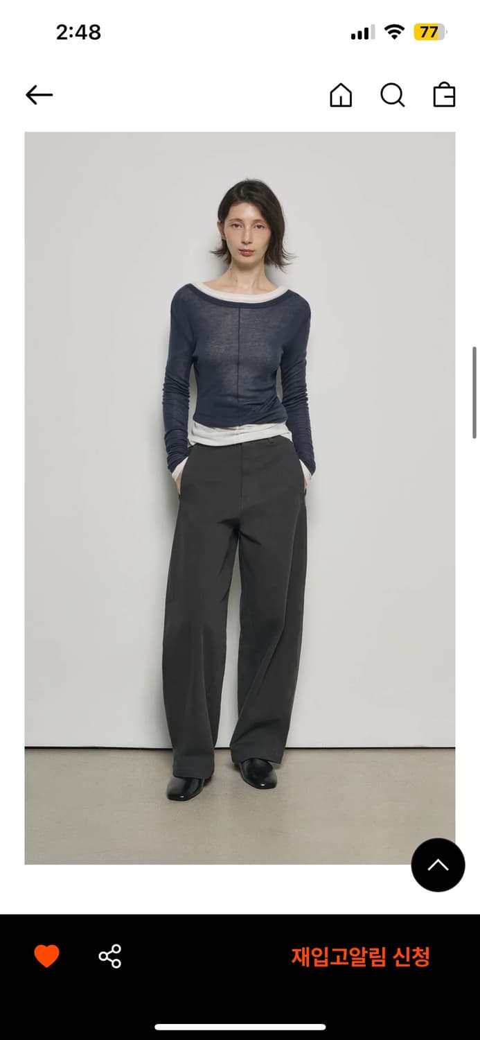 리파인드902 릴렉스 커브 팬츠 차콜 s 상품이미지2