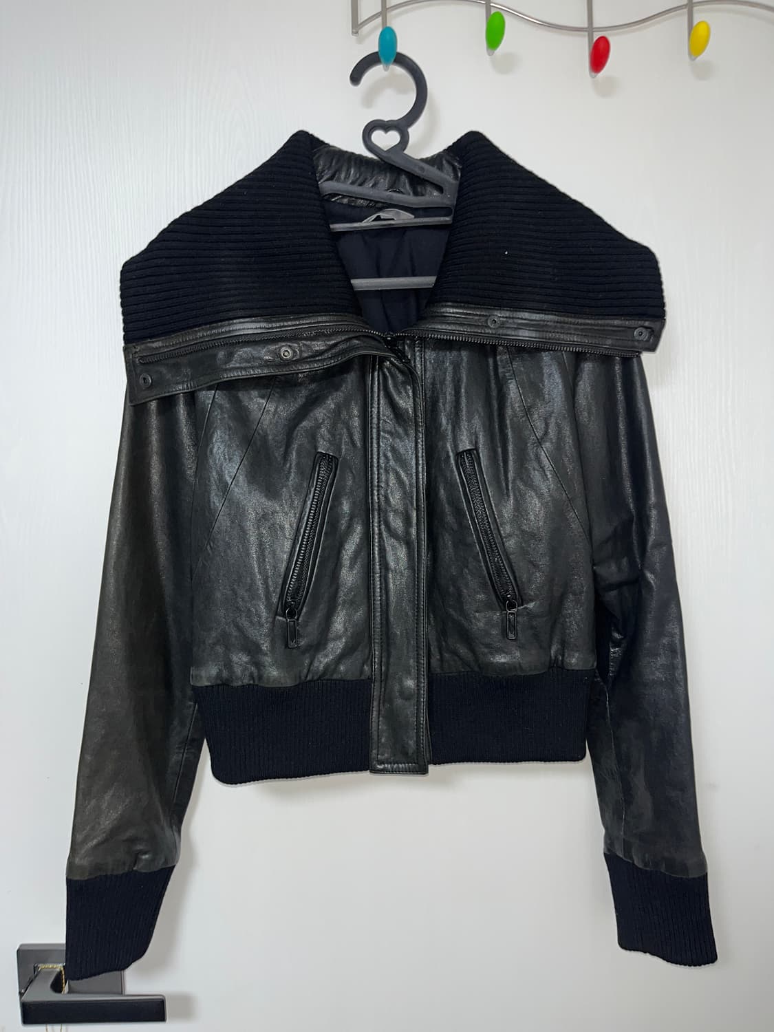 Vintage 터틀넥 투웨이 레더자켓 상품이미지2