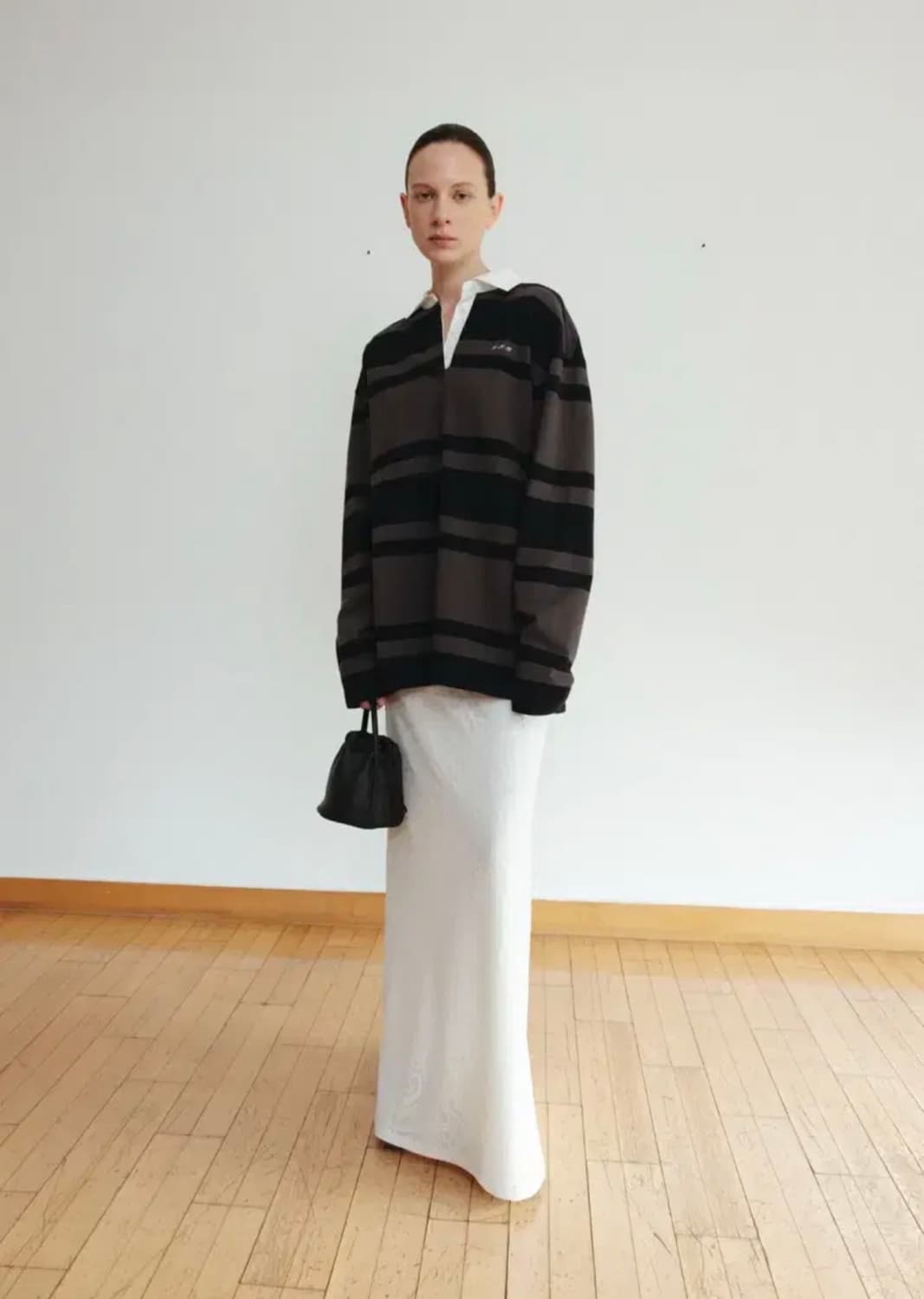monoha 모노하 striped collar t-shirt khaki 상품이미지1