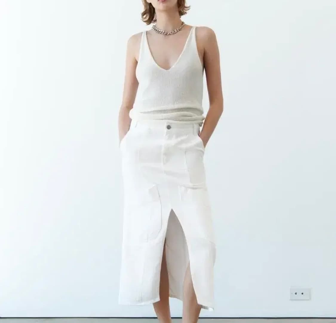 ZARA 자라 카고 롱스커트 오이스터 화이트 9632/070 xs 상품이미지1