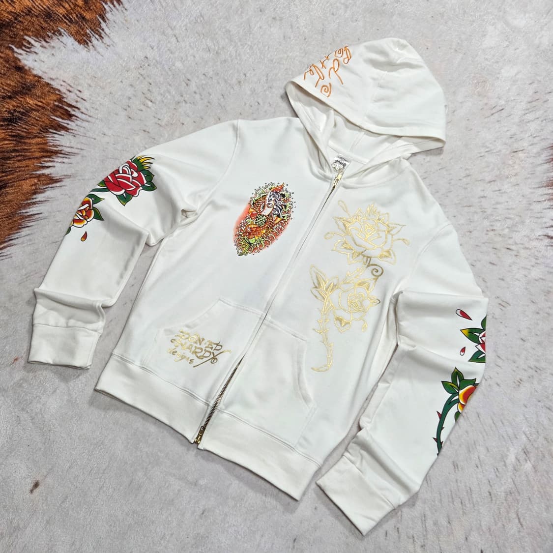 에드하디 올드스쿨 화이트 후드집업 상품이미지4