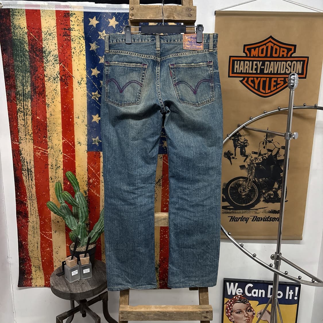 00s 리바이스 502 재팬라인 퍼플 스티치 워싱 데님 진 팬츠 N69 상품이미지2