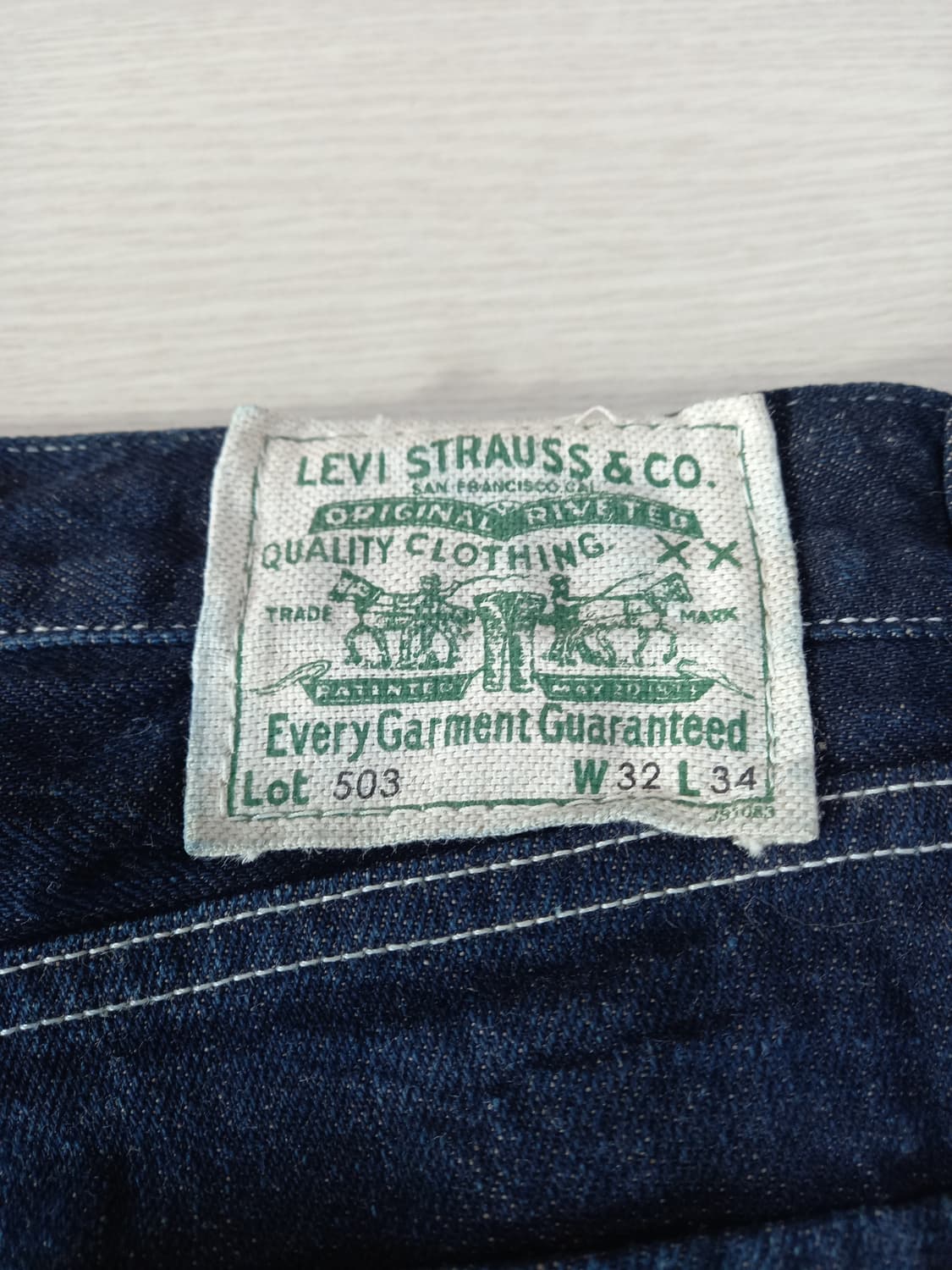 32 리바이스503 Jap 생지 세미와이드진 진청 32-295 상품이미지5