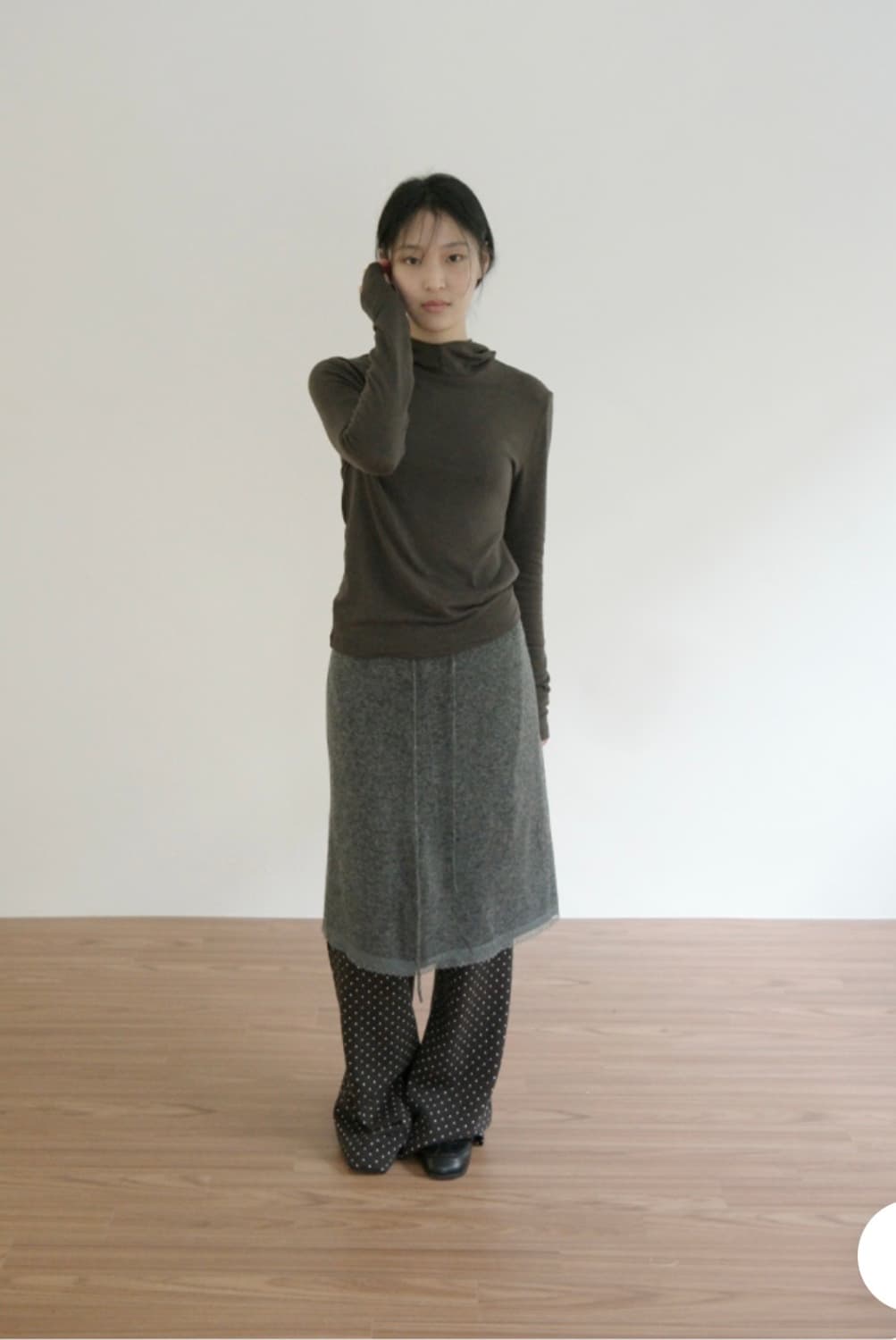 에프터먼데이 레이스 니트 미디 스커트 블랙 상품이미지3