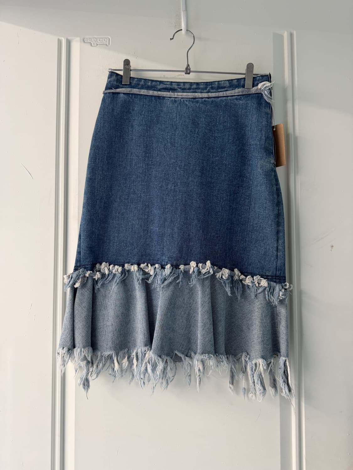 일본빈티지 프린지 데님 미디스커트 상품이미지1
