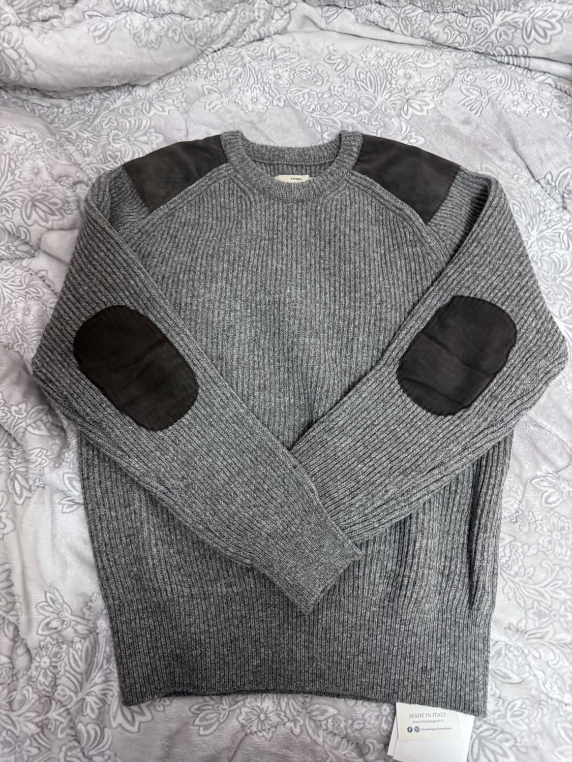 포터리 셔틀랜드 울 밀리터리 니트 차콜 2 새상품 상품이미지1