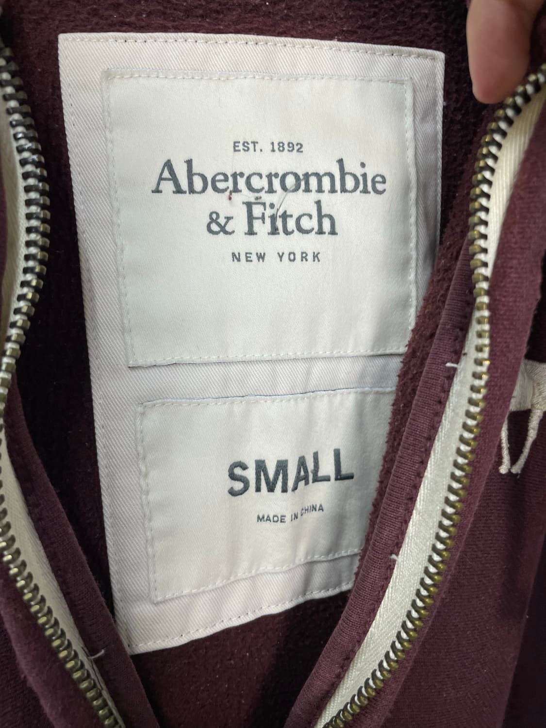 아베크롬비 순록로고 버건디 후드집업 H1668 상품이미지6