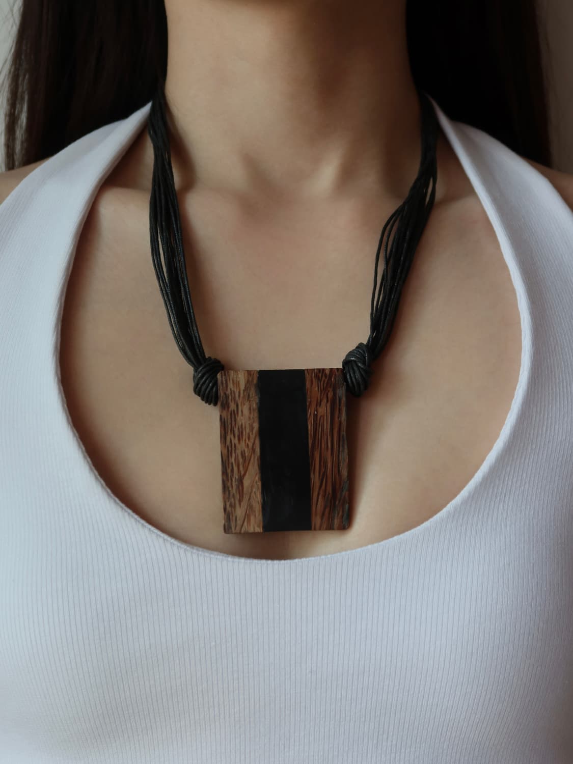 wood block necklace 상품이미지1