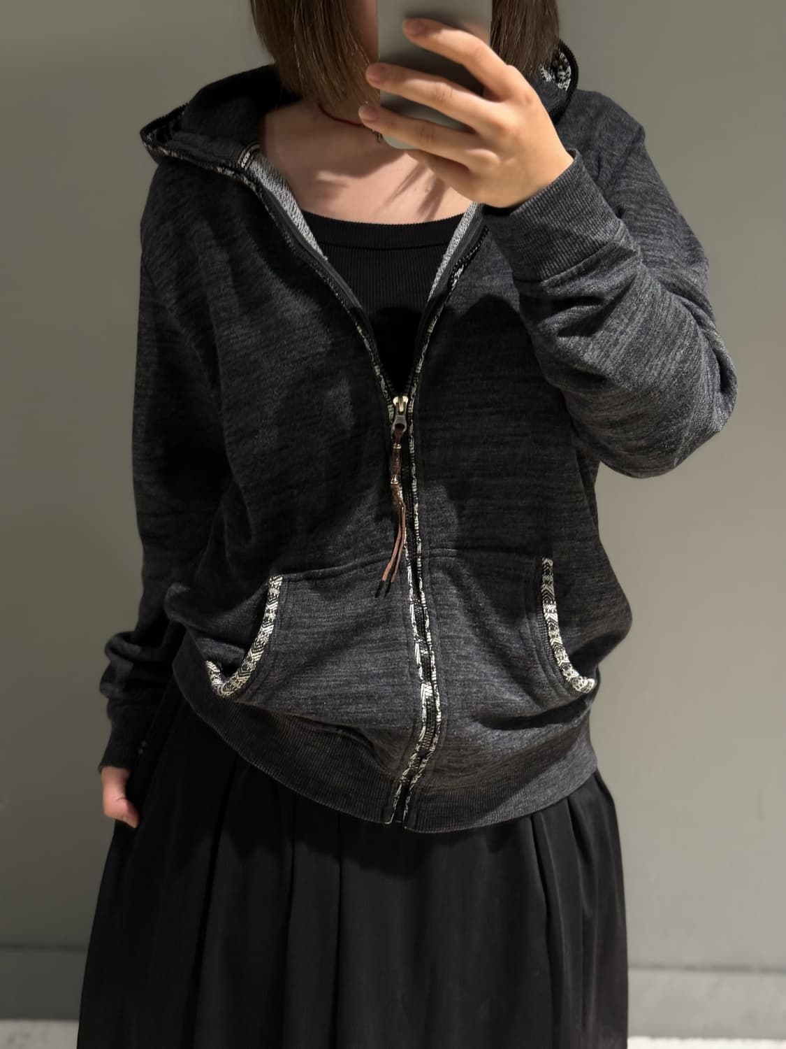 pattern mix detail full hood zip-up 상품이미지3