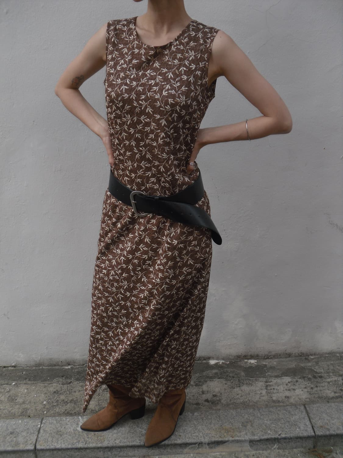 Vintage brown long one-piece 상품이미지1