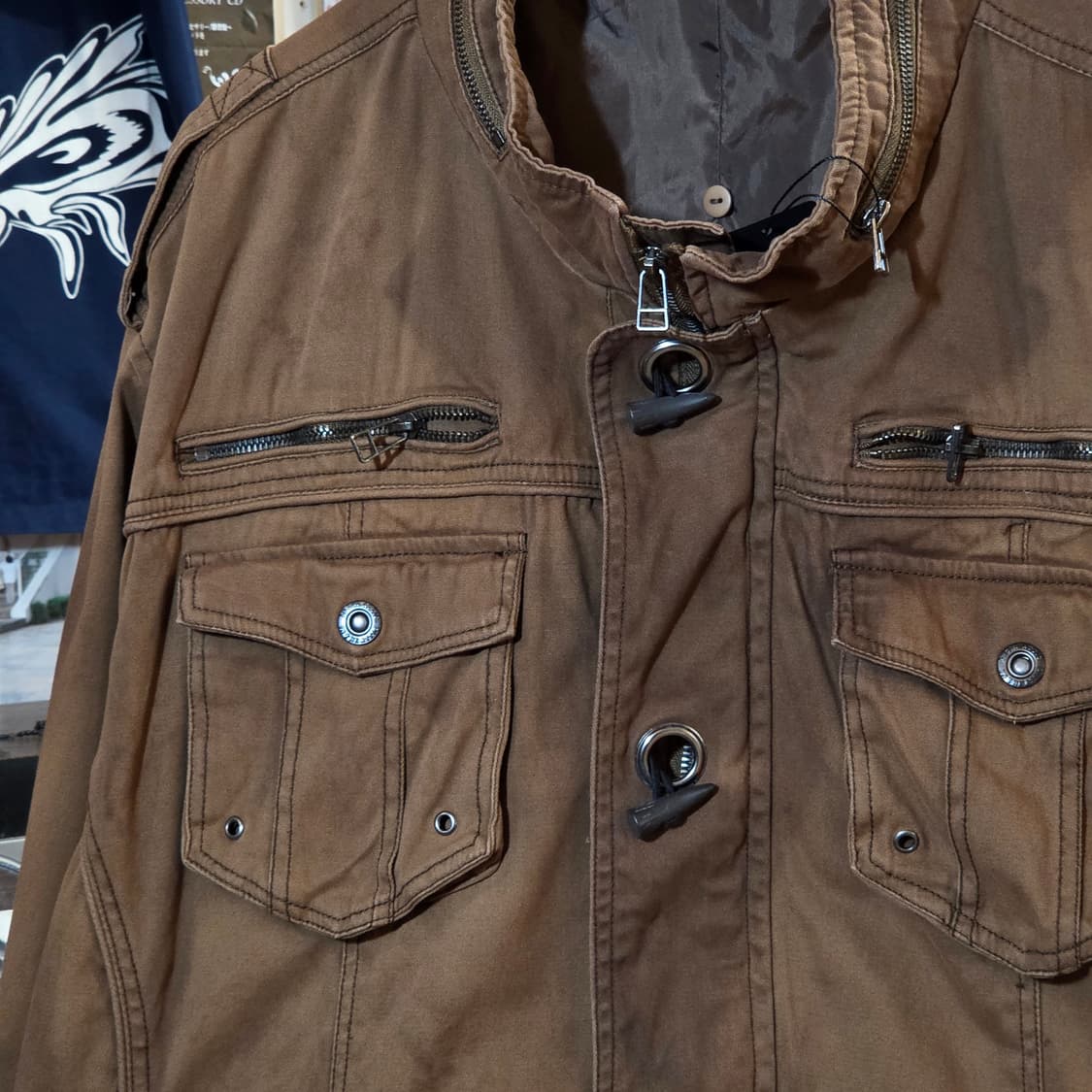 JPN 투지퍼 버클 브라운 코튼 자켓 상품이미지3