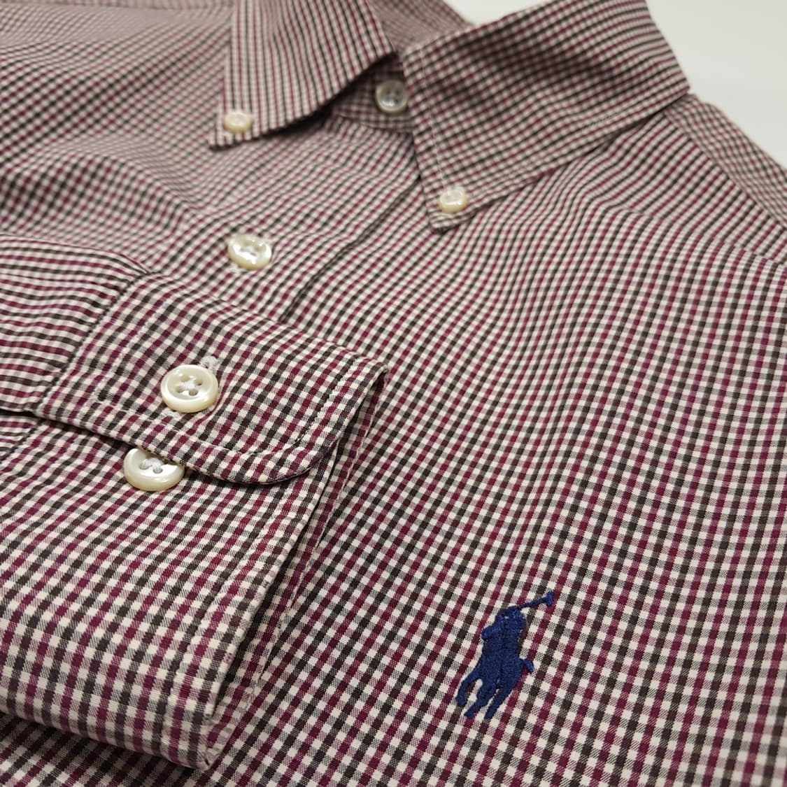 CL856 S 폴로 90s 홍콩판 레드그린 마이크로체크 셔츠 남방 상품이미지4
