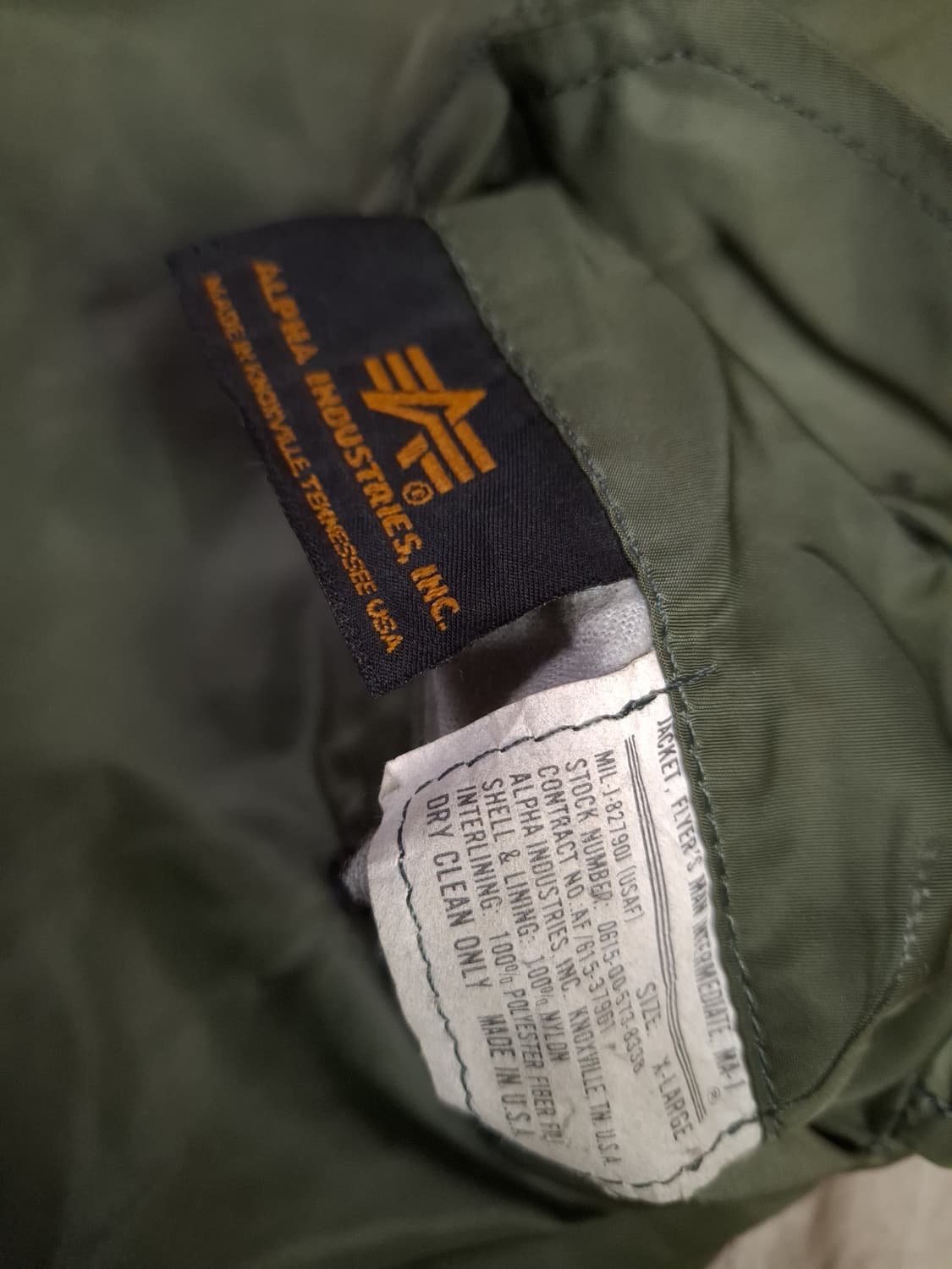 오리지날 미국제조 알파사 미공군 민수용 MA-1 항공점퍼 상품이미지3