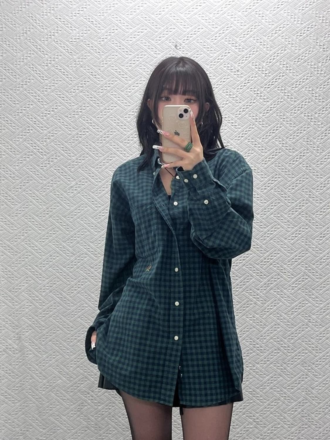 타미힐피거 컨트리 레트로 빈티지 딥그린 깅엄체크 셔츠 L C11263 상품이미지1