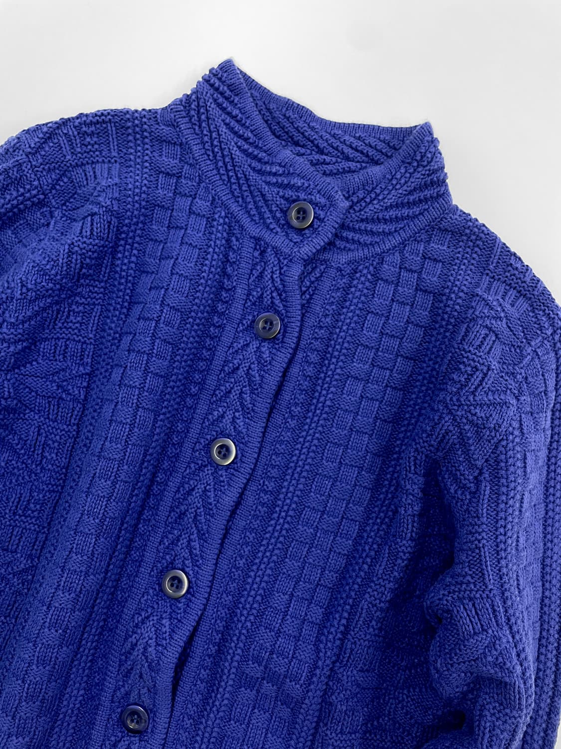 빈티지 엘엘빈 퍼플 블루 코튼 니트 가디건 상품이미지4
