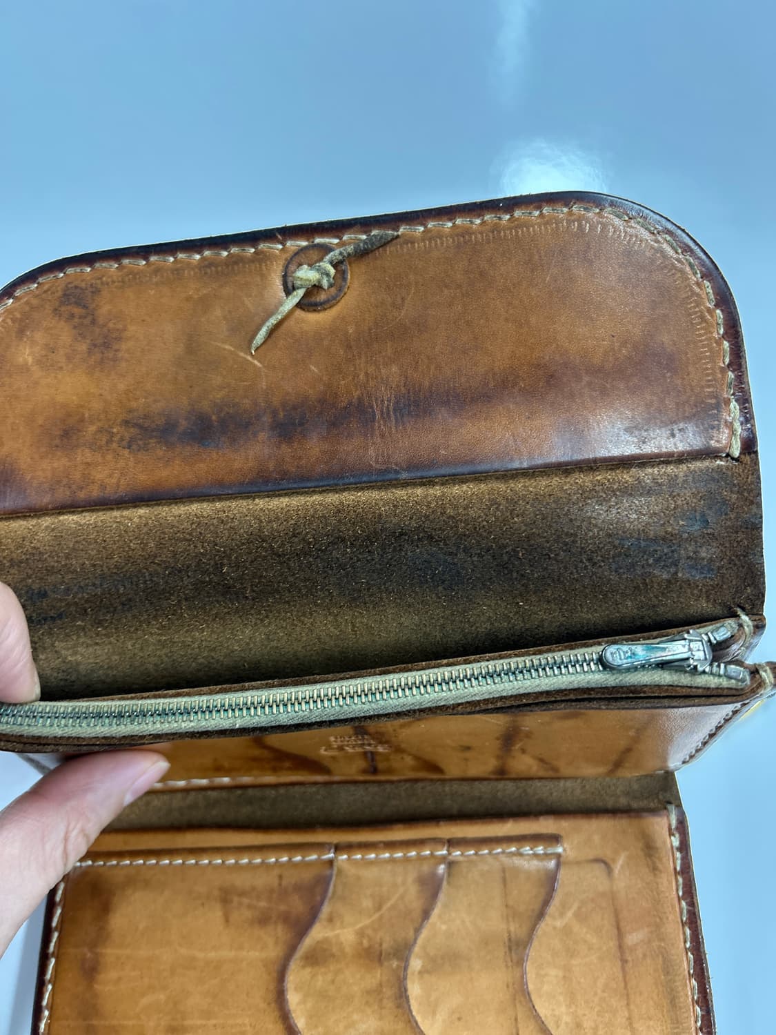 GOROS 고로스 네츄럴 브라운 새들레더 이글콘초 중지갑 상품이미지7