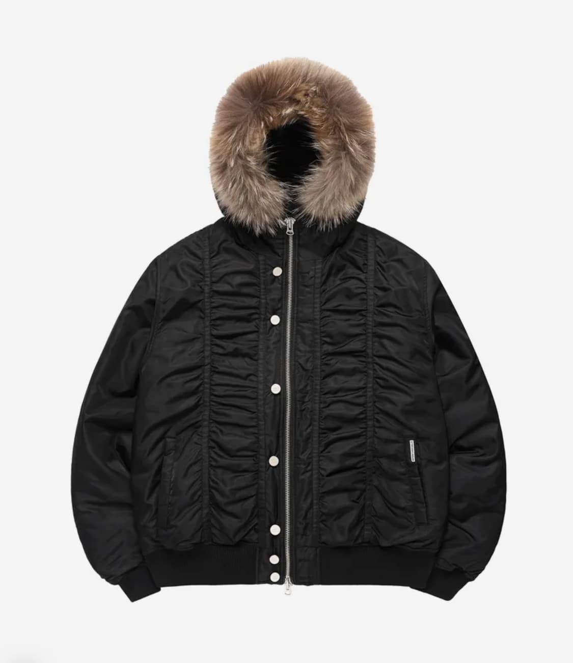 더바이닐하우스FUR HOODED MA-1 JACKET BLACK 상품이미지1