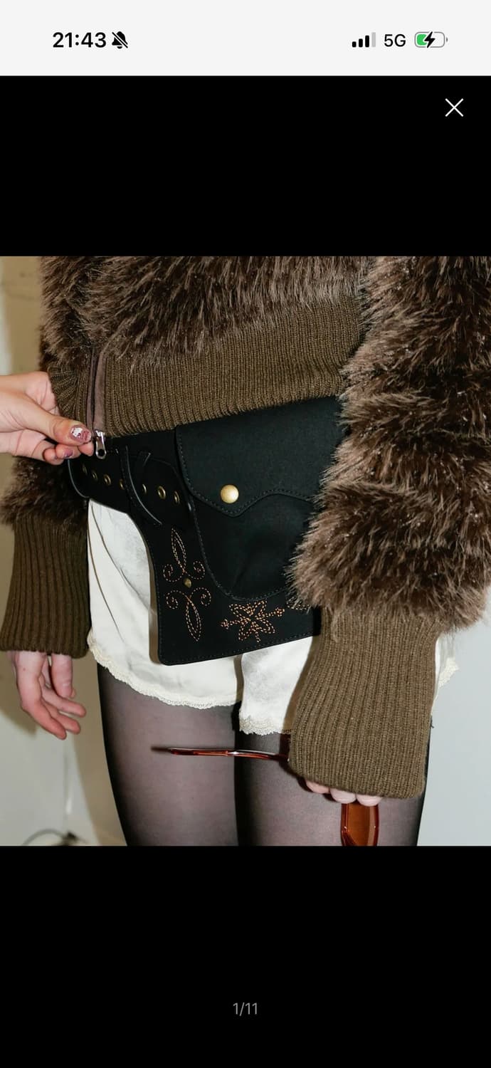 스컬프터 웨스턴 스웨이드 벨트백 새상품 판매 상품이미지2