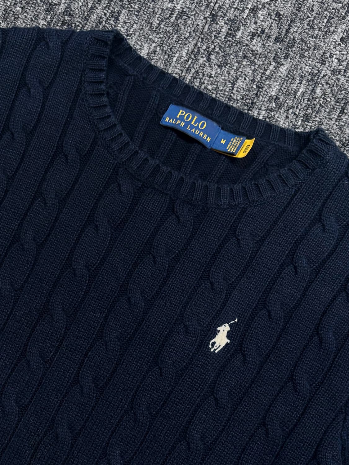 폴로 QR 네이비 꽈배기 니트 상품이미지5