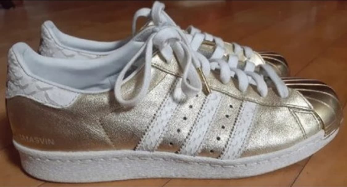 아디다스 MI(맞춤제작) 슈퍼스타 뱀피 메탈토 골드 260 상품이미지3