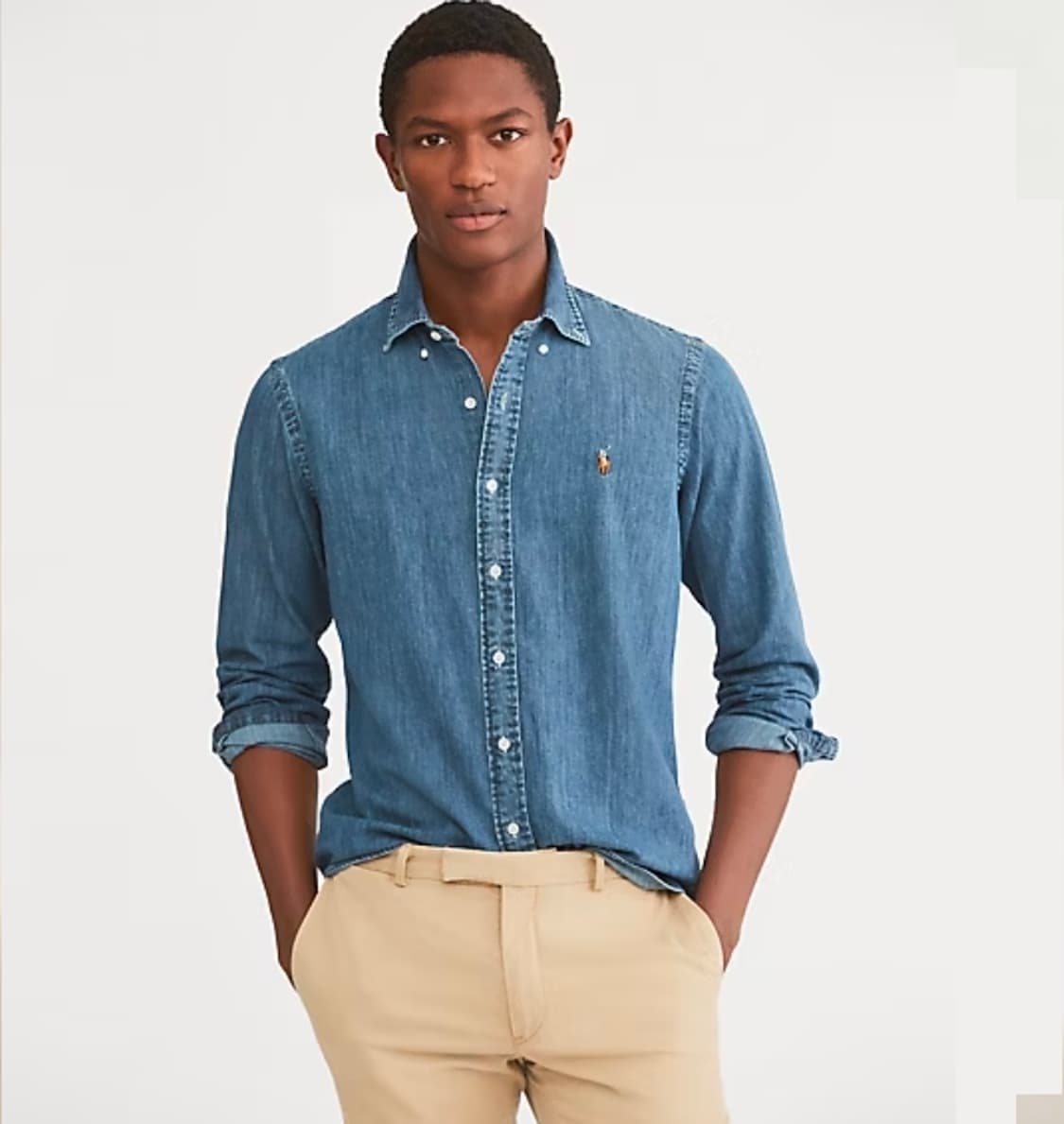 폴로 클래식핏 샴브레이 데님 셔츠 M 상품이미지1