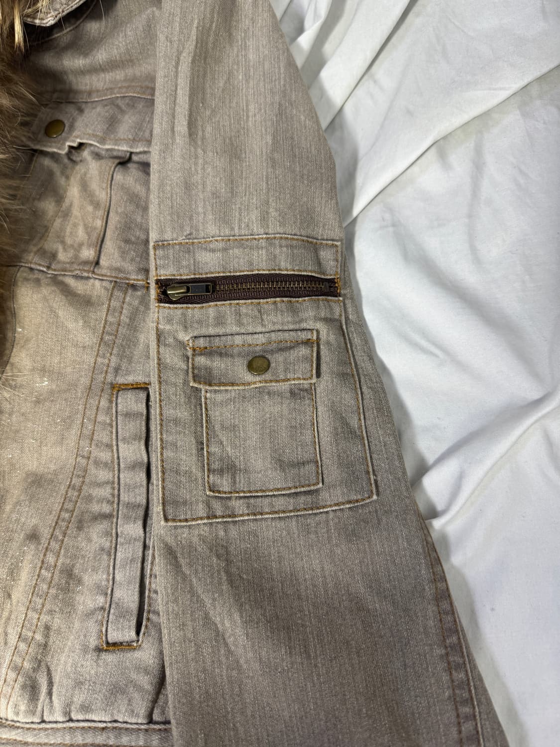 Clichy 머드 워싱 퍼 트리밍 트러커 자켓 y2k lgb goa  상품이미지8