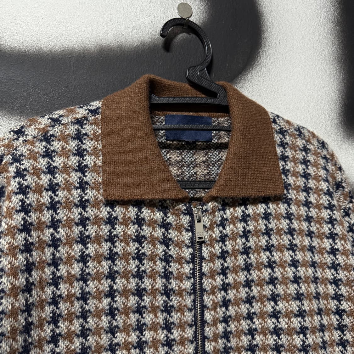 빈폴 하운드투스 체크 울 95% 니트 집업 자켓 상품이미지3