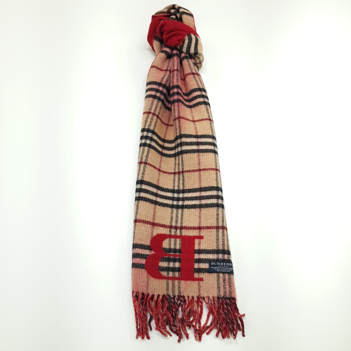 MX196 버버리 클래식 노바체크 레드 메리노울 캐시 양면 목도리 머플러 상품이미지4