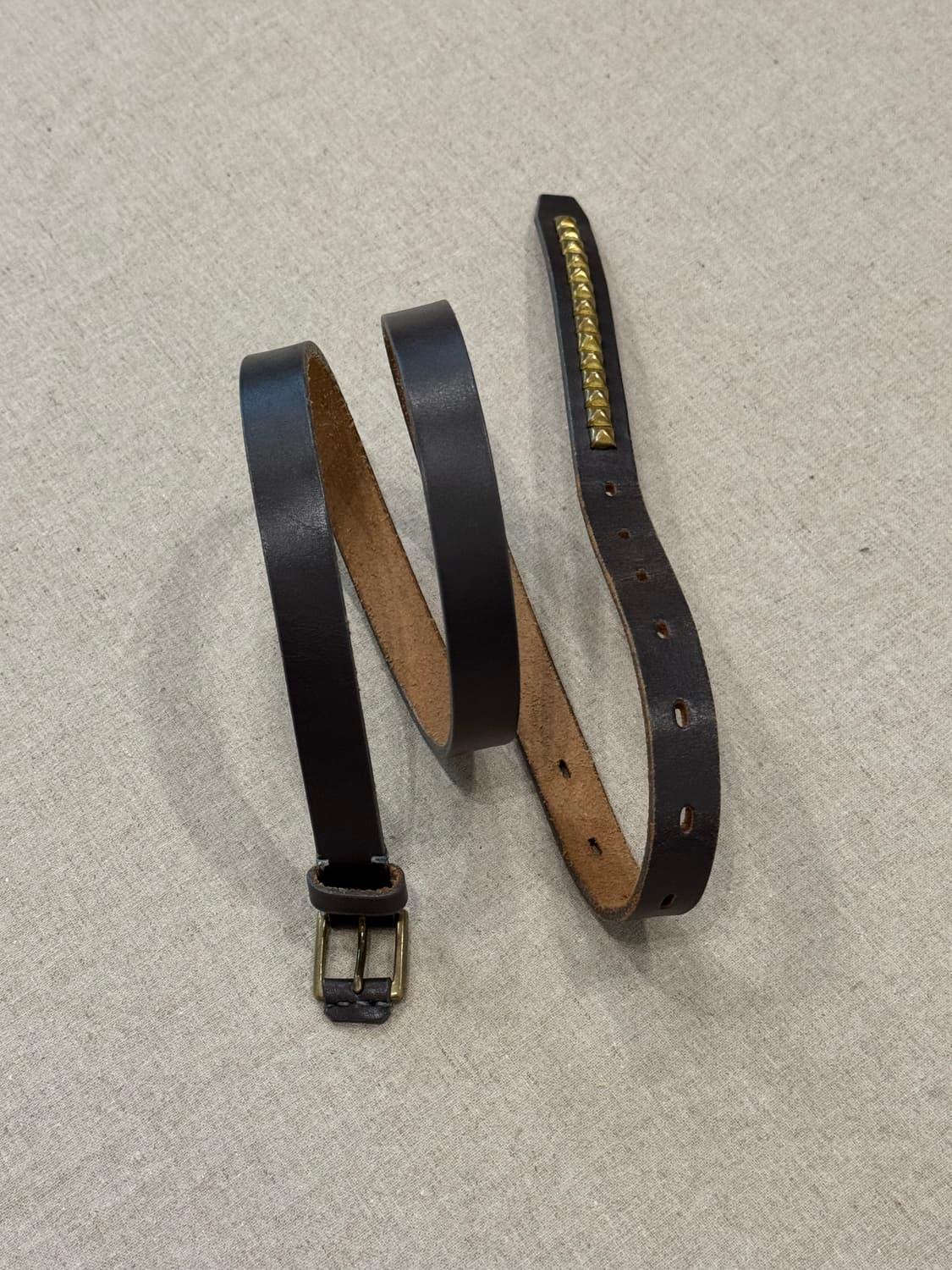 요지야마모토 골든 스터드 레더 벨트 상품이미지2