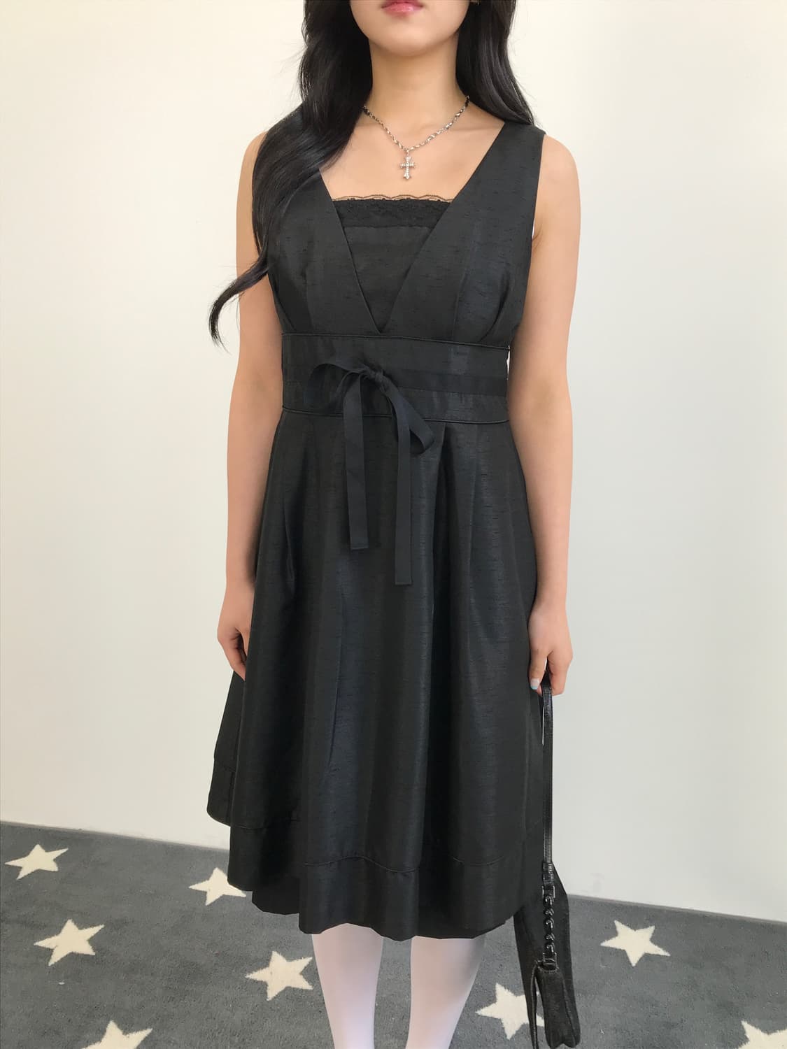 Jpn Satin Glossy V-Neck Flare Onepiece 상품이미지2