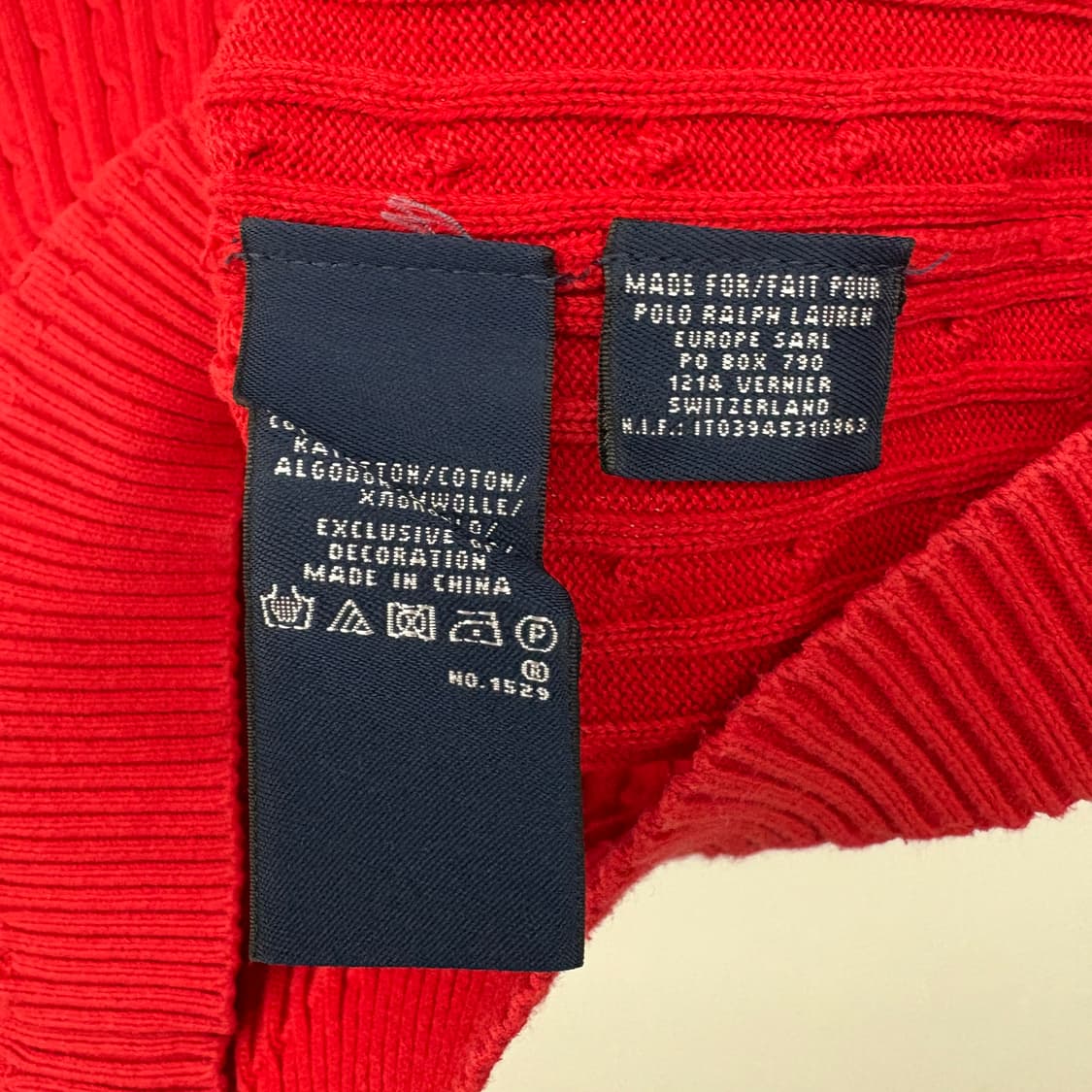 폴로 랄프로렌 케이블 반팔 니트 레드 여L 상품이미지5
