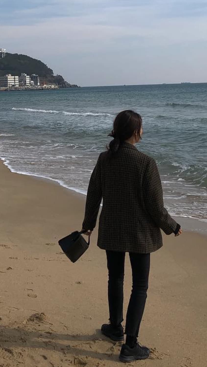 꼼데가르송 빈티지 울 브라운 체크 패턴 더블 자켓 S 상품이미지7