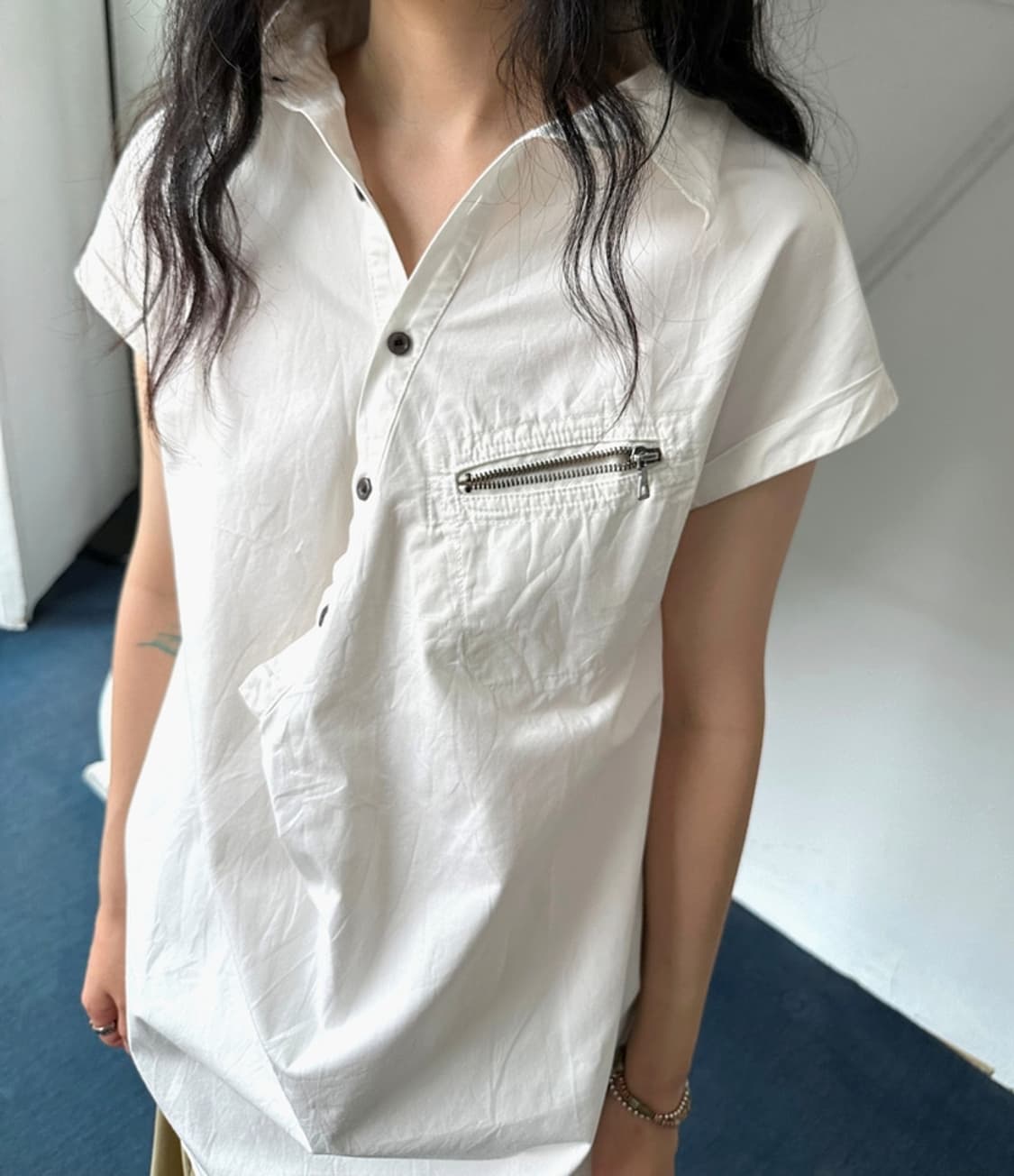 Dried cotton design shirred shirt top 상품이미지9