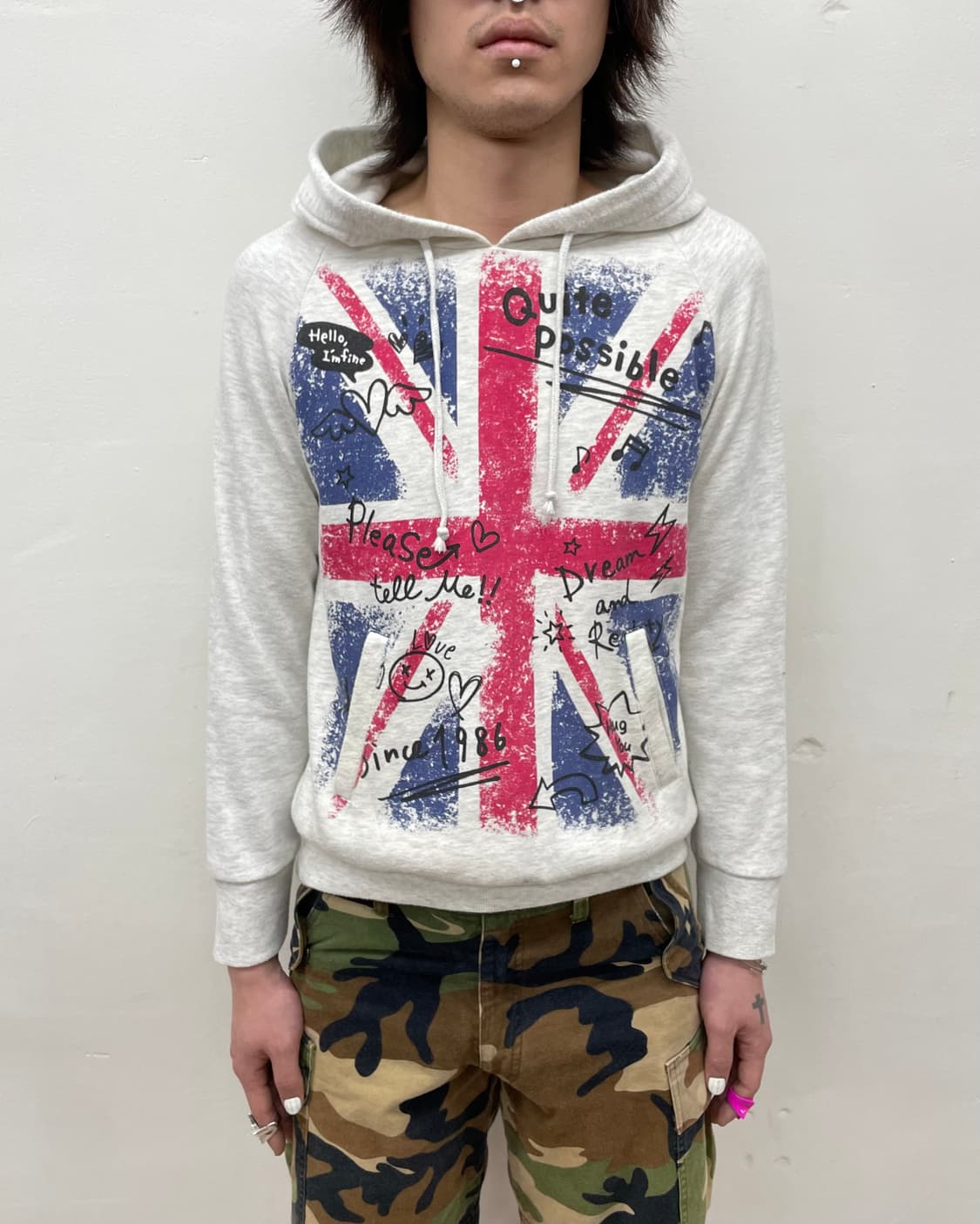American flag cutie white hoodie 상품이미지3