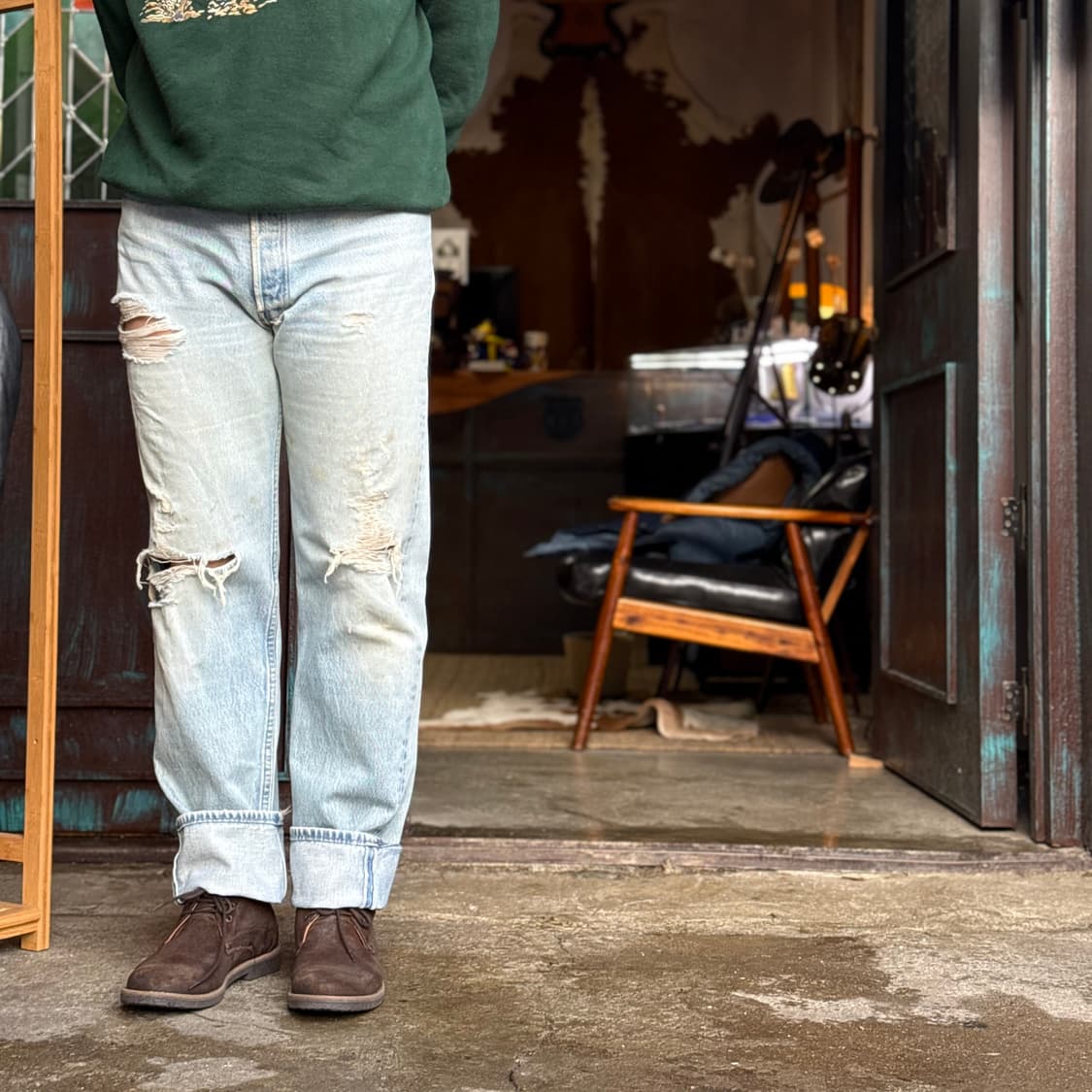 90's 리바이스 501xx 데미지 데님 팬츠 34 상품이미지7