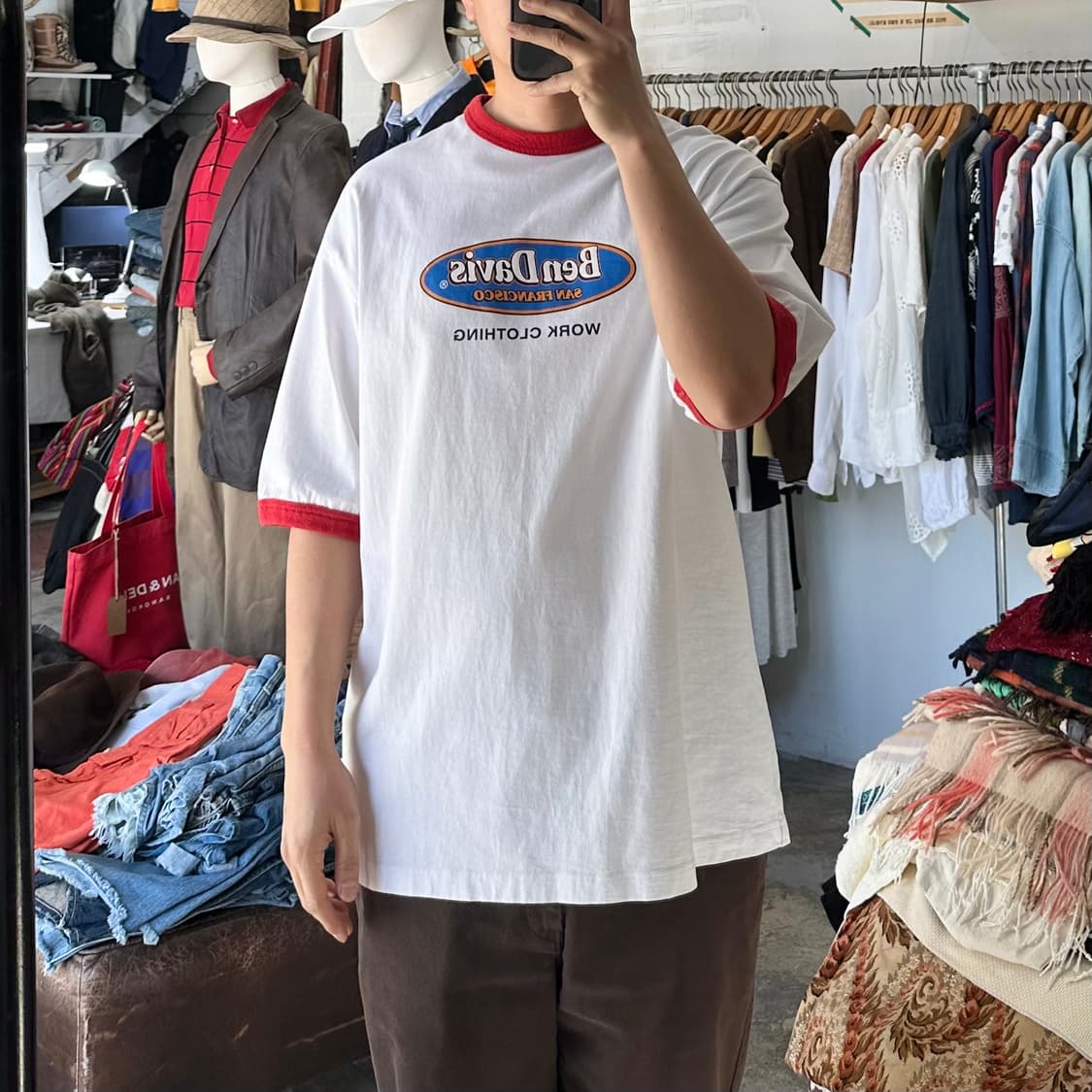 (착용컷) BEN DAVIS 오버사이즈 링거 티셔츠 (남성용 105)  상품이미지4