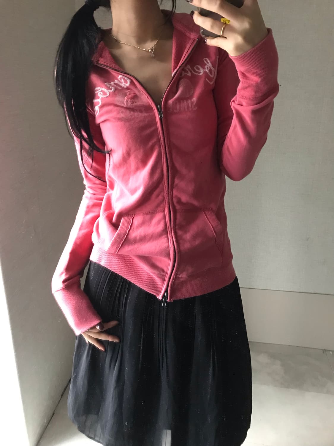 아베크롬비 핑크 딱붙핏 후드집업 상품이미지2