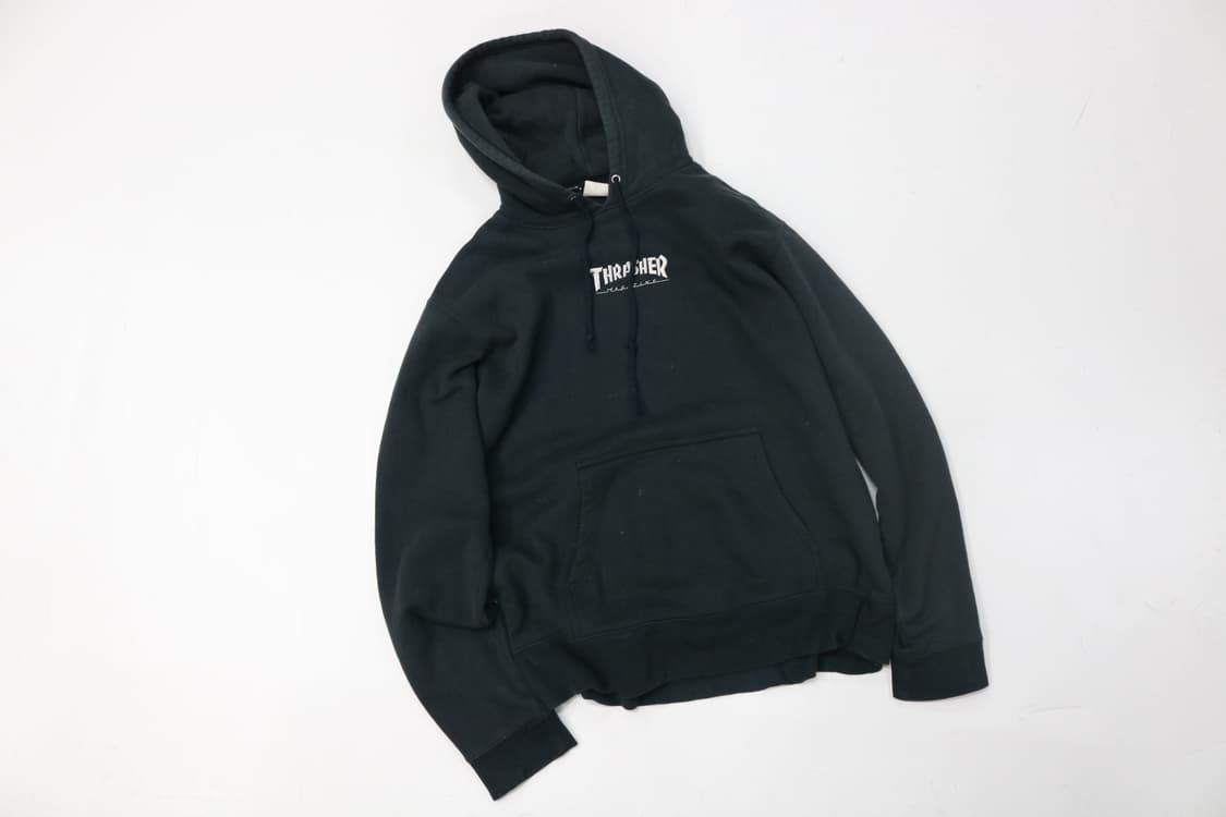 THRASHER 트래셔 빈티지 로고 자수 블랙 후드티 L 상품이미지2