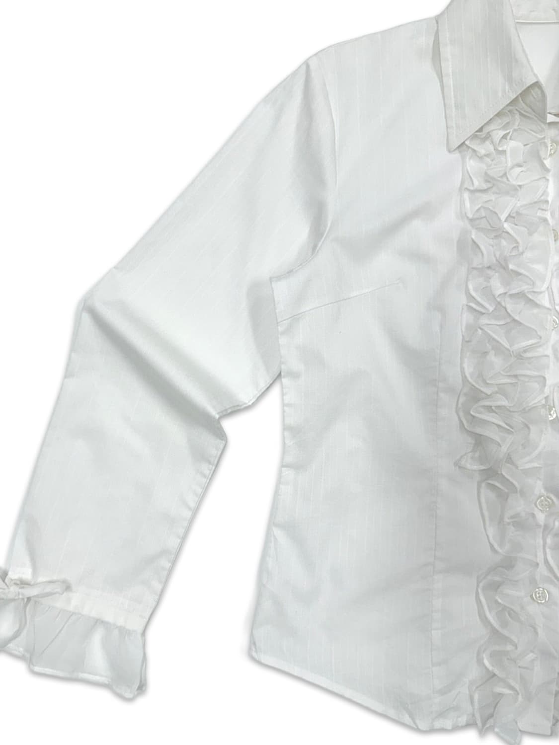 빈티지 화이트 프릴 리본 셔츠 블라우스 상품이미지4