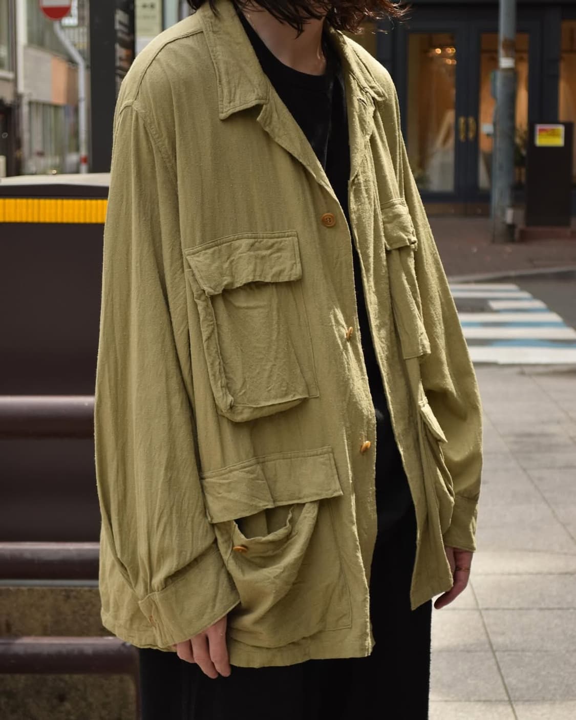 [3] 코모리 comoli 25ss BDU 실크 자켓 셔츠 카키 상품이미지4