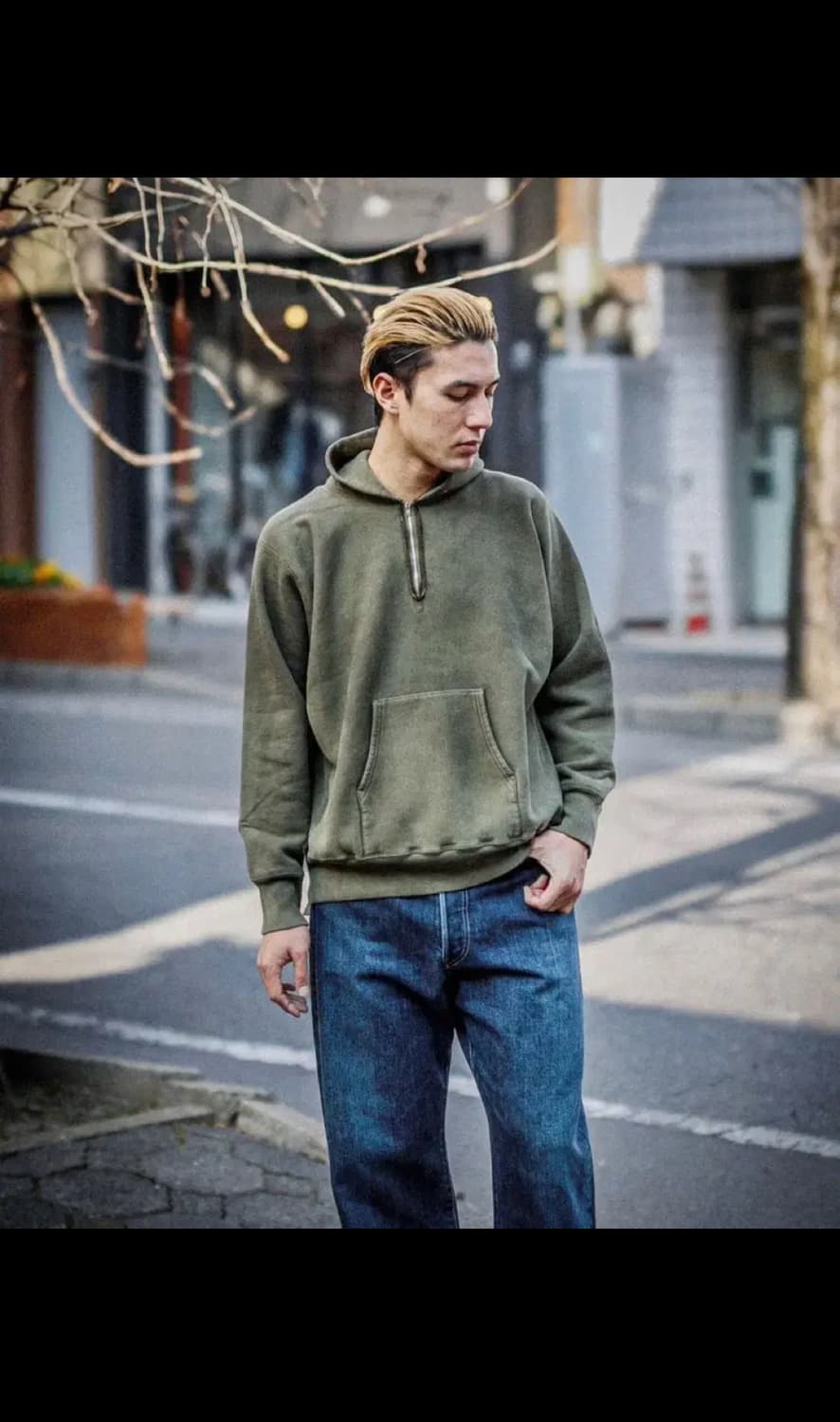 아프레쎄 하프집업 후드티 올리브 싸게 팝니다! 상품이미지1