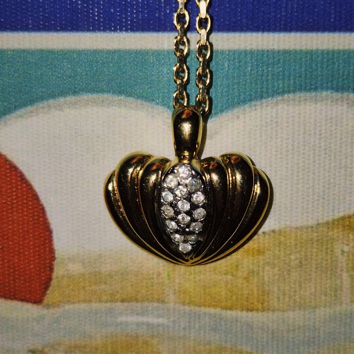 90s 꾸레쥬 하트 쉘 라인 큐빅 목걸이 상품이미지6