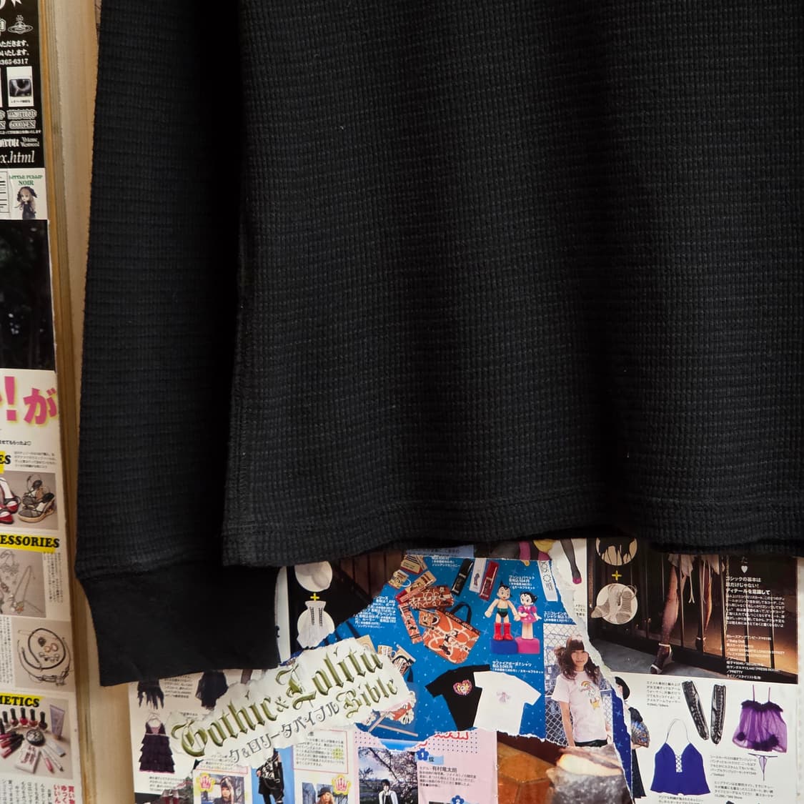 JPN 블랙 프라임 자수 레터링 와플 롱슬리브 상품이미지6